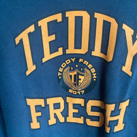 Teddy Fresh University Dark Blue Sweatershirt Size Small - Picture 4 of 7